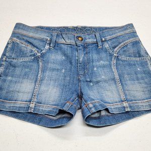 NWOT Women's Goldsign Duval Blue Denim Stretch Short Shorts size 27